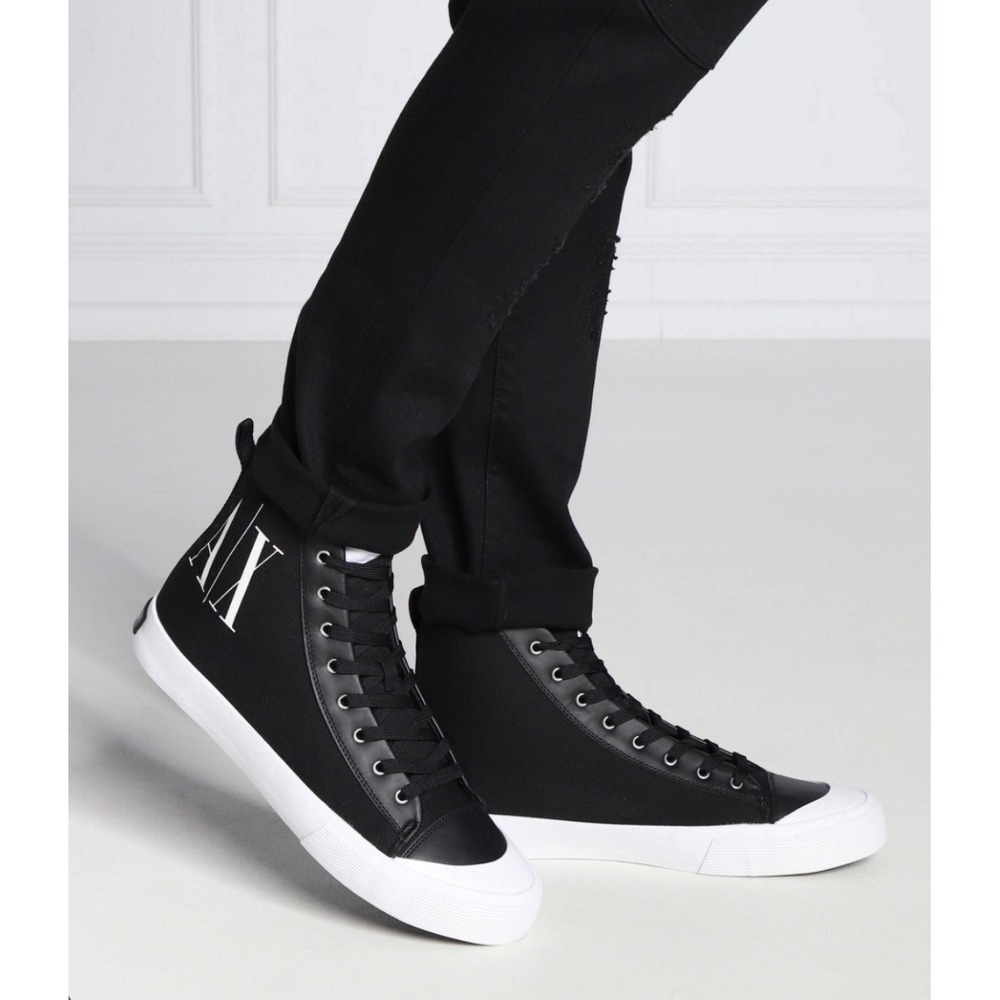 Armani Exchange Men SizeEU 40/US 7 High Top Lace-Up Athletic Sneakers Black